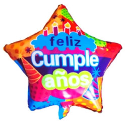 Globo M18" Estrella Feliz Cumpleaños 2