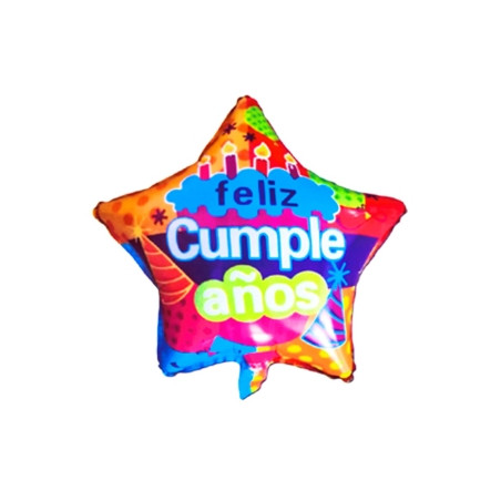 Globo M18" Estrella Feliz Cumpleaños 2