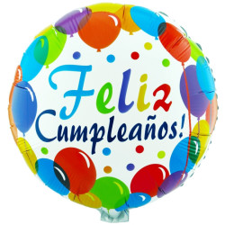 Globo M18" Redondo Feliz Cumpleaños 1